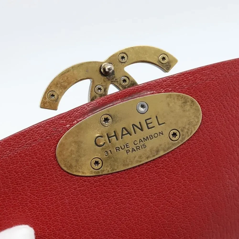 Chanel Calfskin Chain Shoulder Bag Red